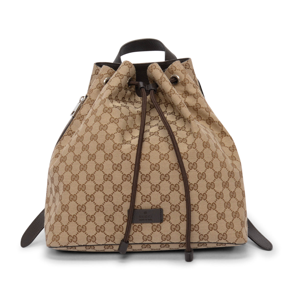Gucci Beige GG Canvas Drawstring Backpack
