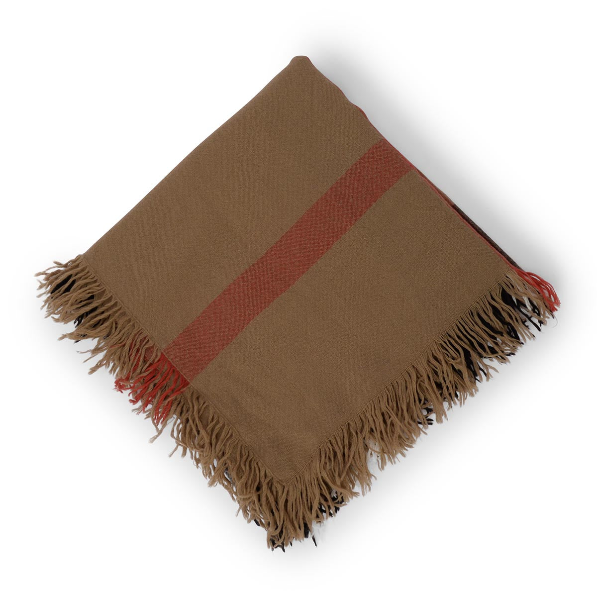 Burberry Beige Wool Crepe House Check Fringed Scarf