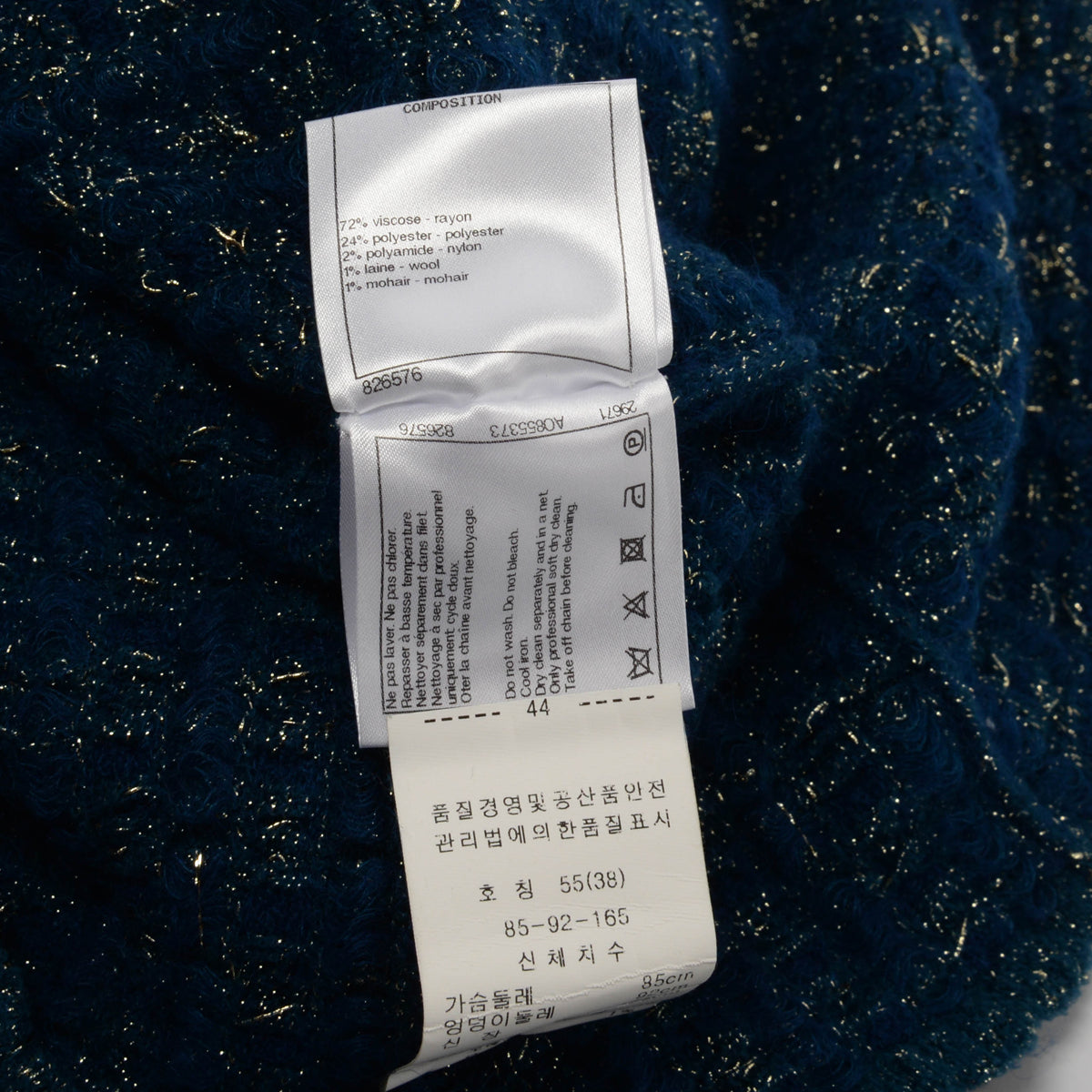Chanel Blue & Gold Lurex Knit Chain Drawstring Sweater FR 38