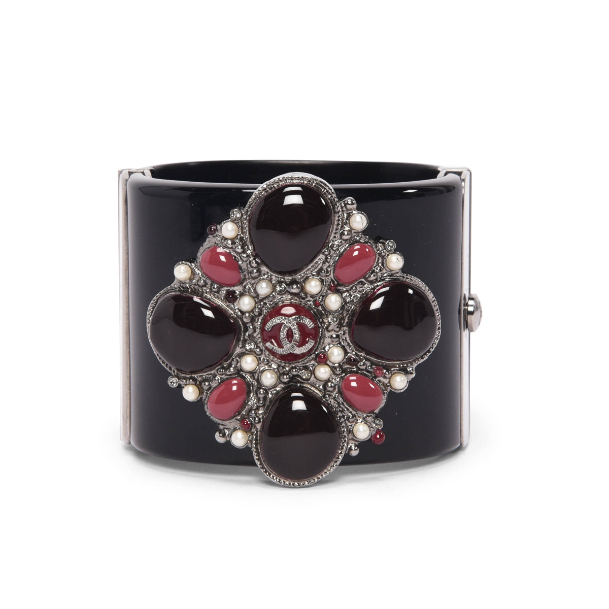 Chanel Black Resin CC Gripoix Cuff