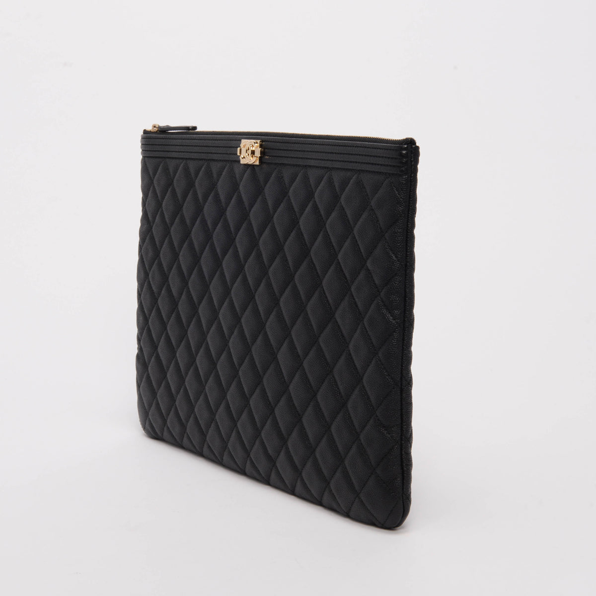 Chanel Black Caviar Large Boy O-Case Pouch