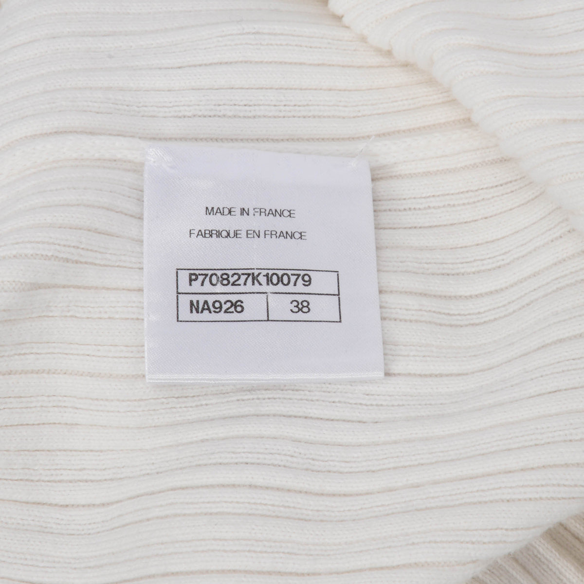 Chanel White Ribbed Cotton Logo Knit Top