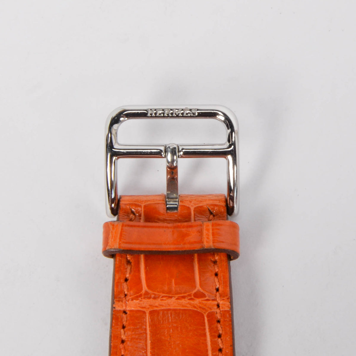 Hermes Orange Stainless Steel Diamond MOP Heure H TGM Watch