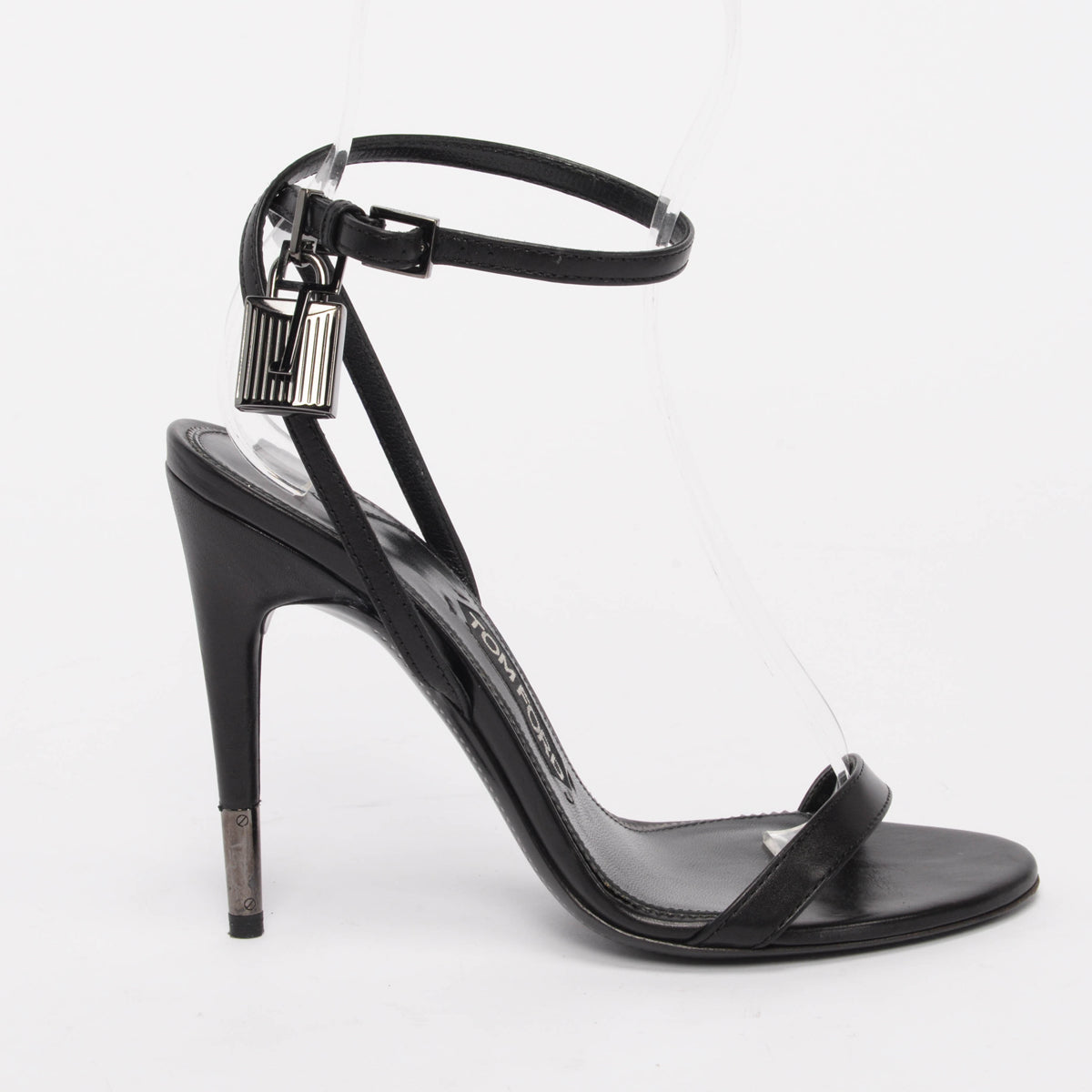 Tom Ford Black Nappa Padlock Sandals 35.5