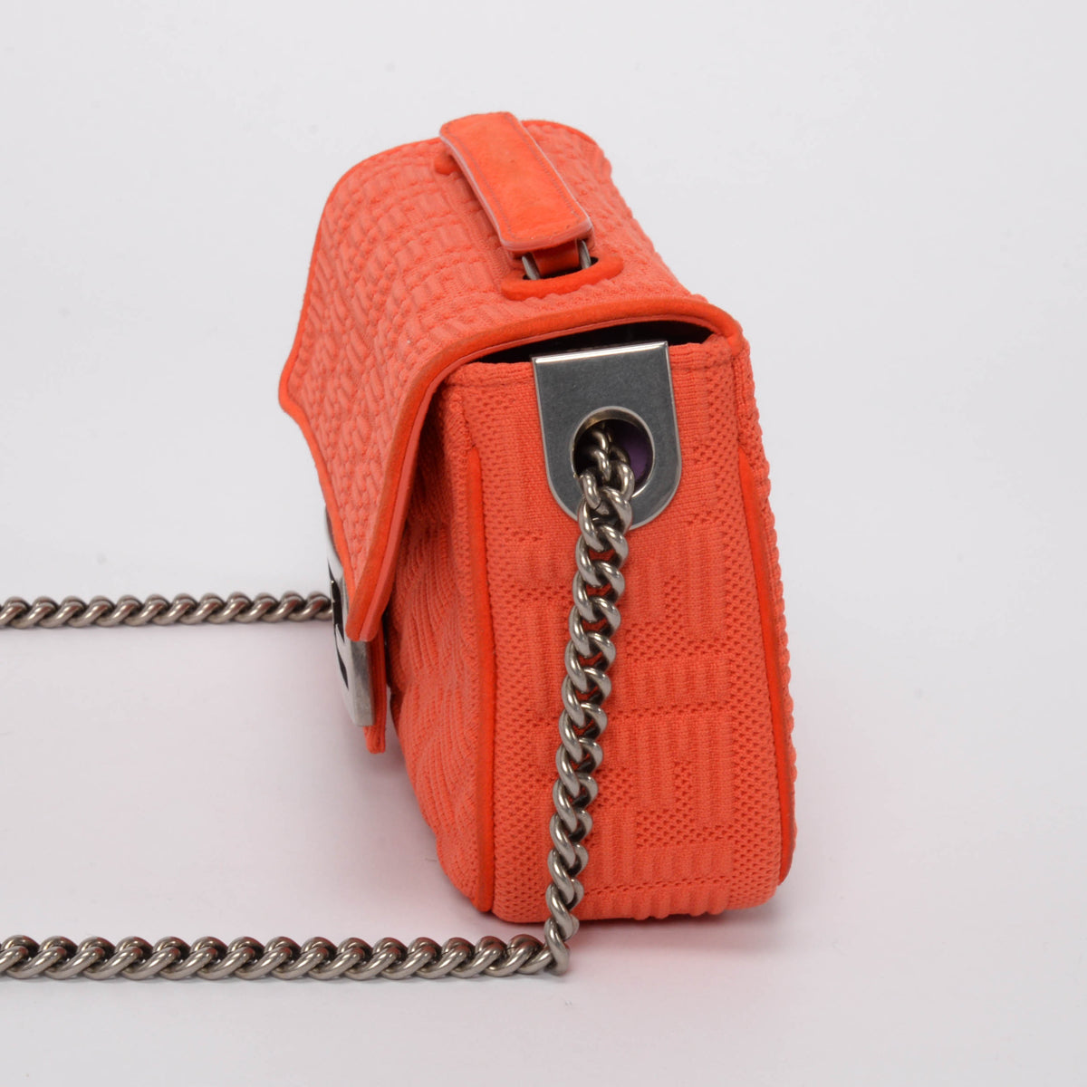 Fendi x Skims Orange Technical Knit Midi Chain Baguette