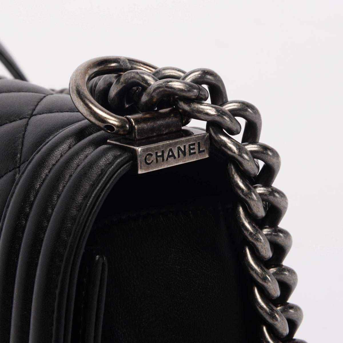 Chanel Black Quilted Lambskin New Medium Boy Bag