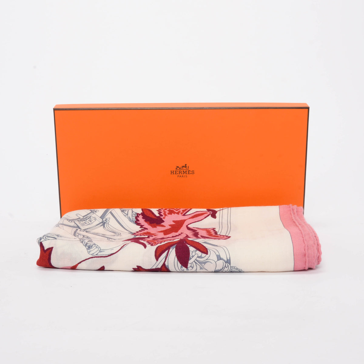 Hermes Pink Cashmere & Silk Cavalcadour Fleuri Shawl