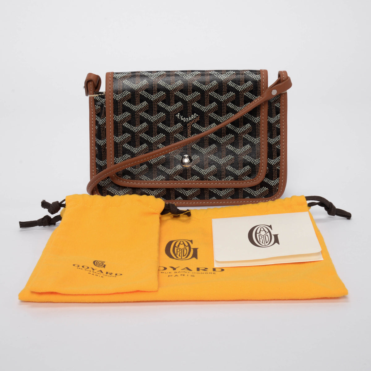 Goyard Black & Tan Goyardine Plumet Pocket Wallet Mini Bag