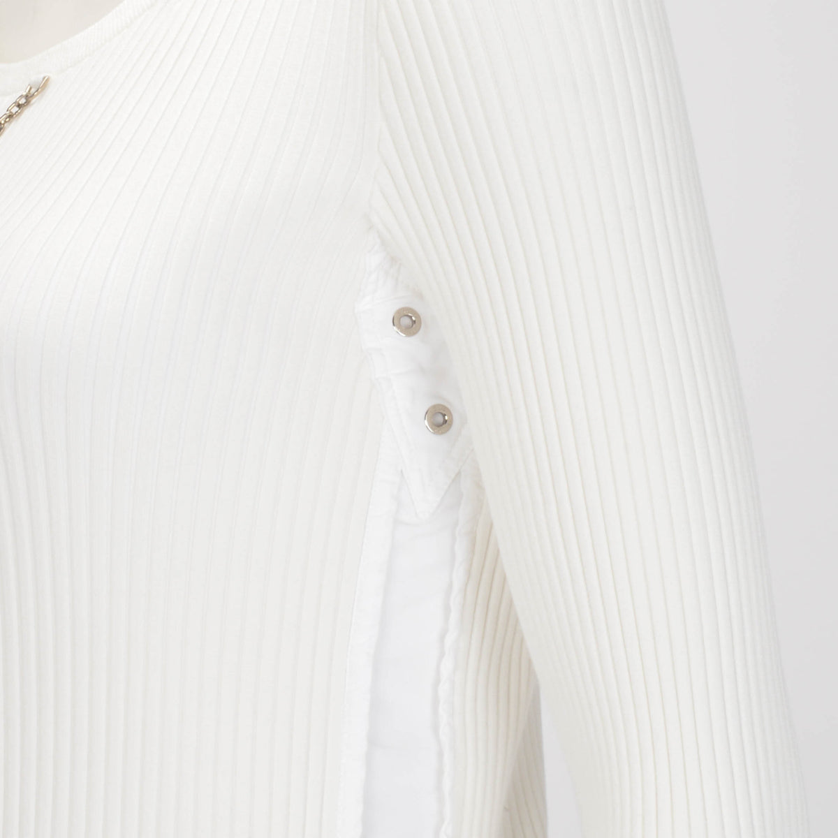 Louis Vuitton White Ribbed Cotton Chain Detail L/S Top XS