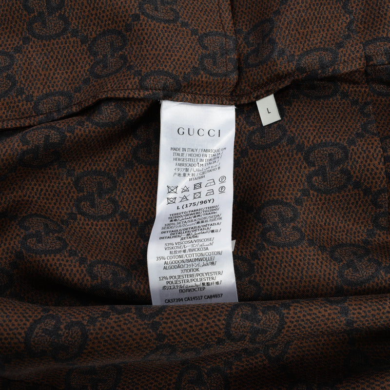 Gucci Brown Silk GG Supreme Zip Jacket L - Blue Spinach