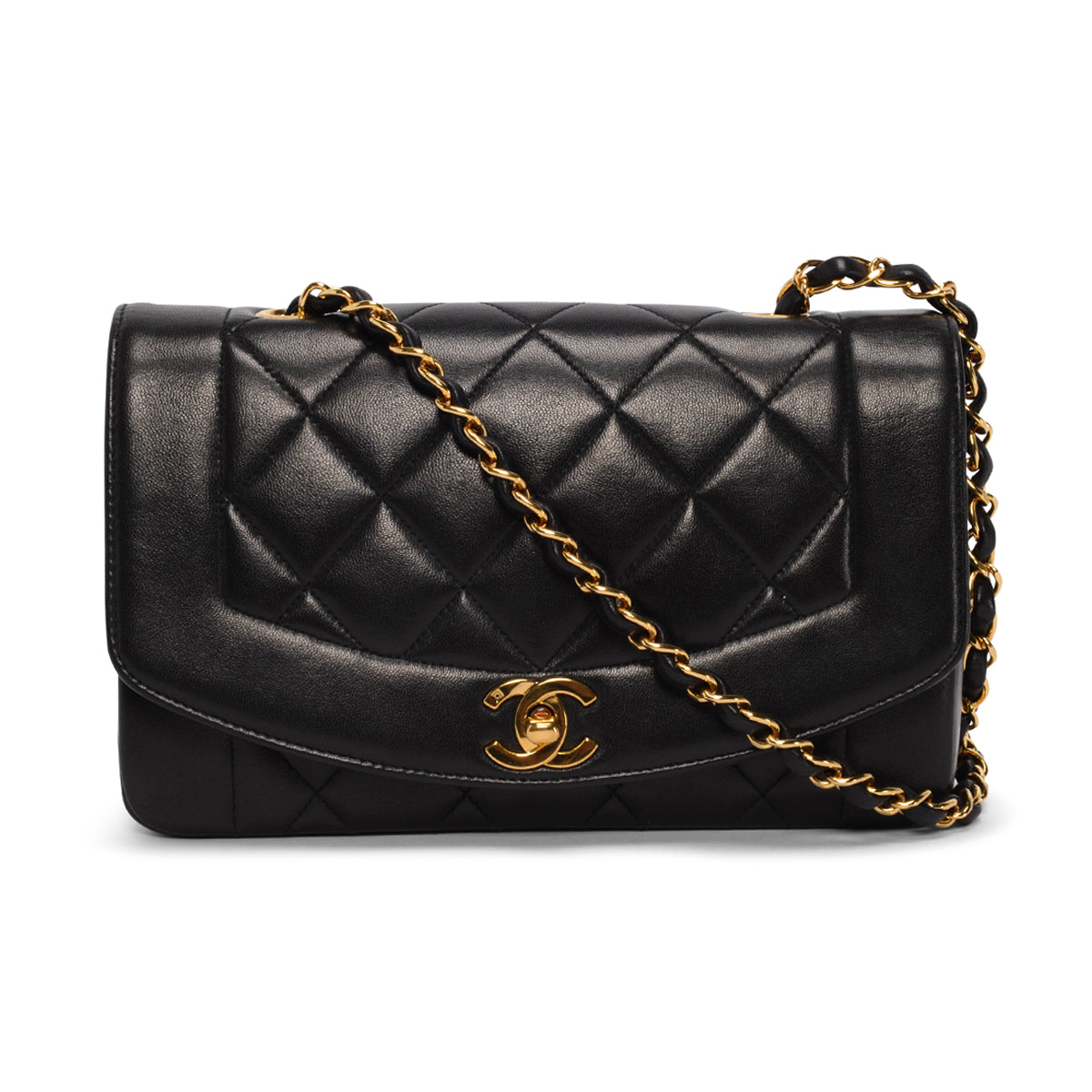 Chanel Black Quilted Lambskin Small Diana Shoulder Bag
