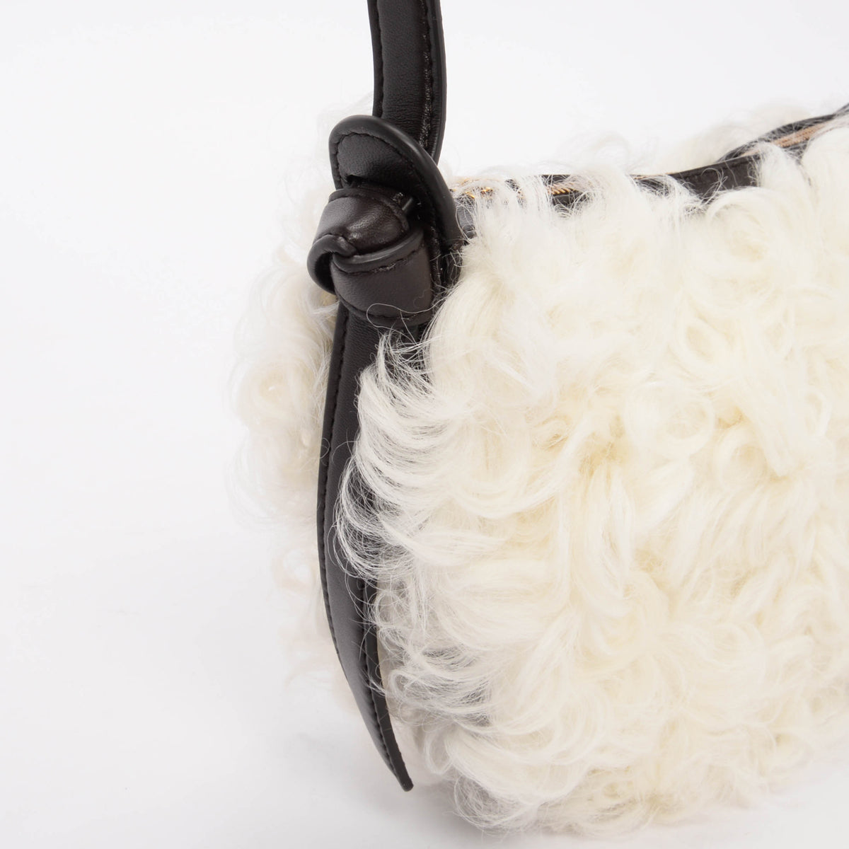 Bottega Veneta Fondant & White Shearling Mini Sunrise Bag