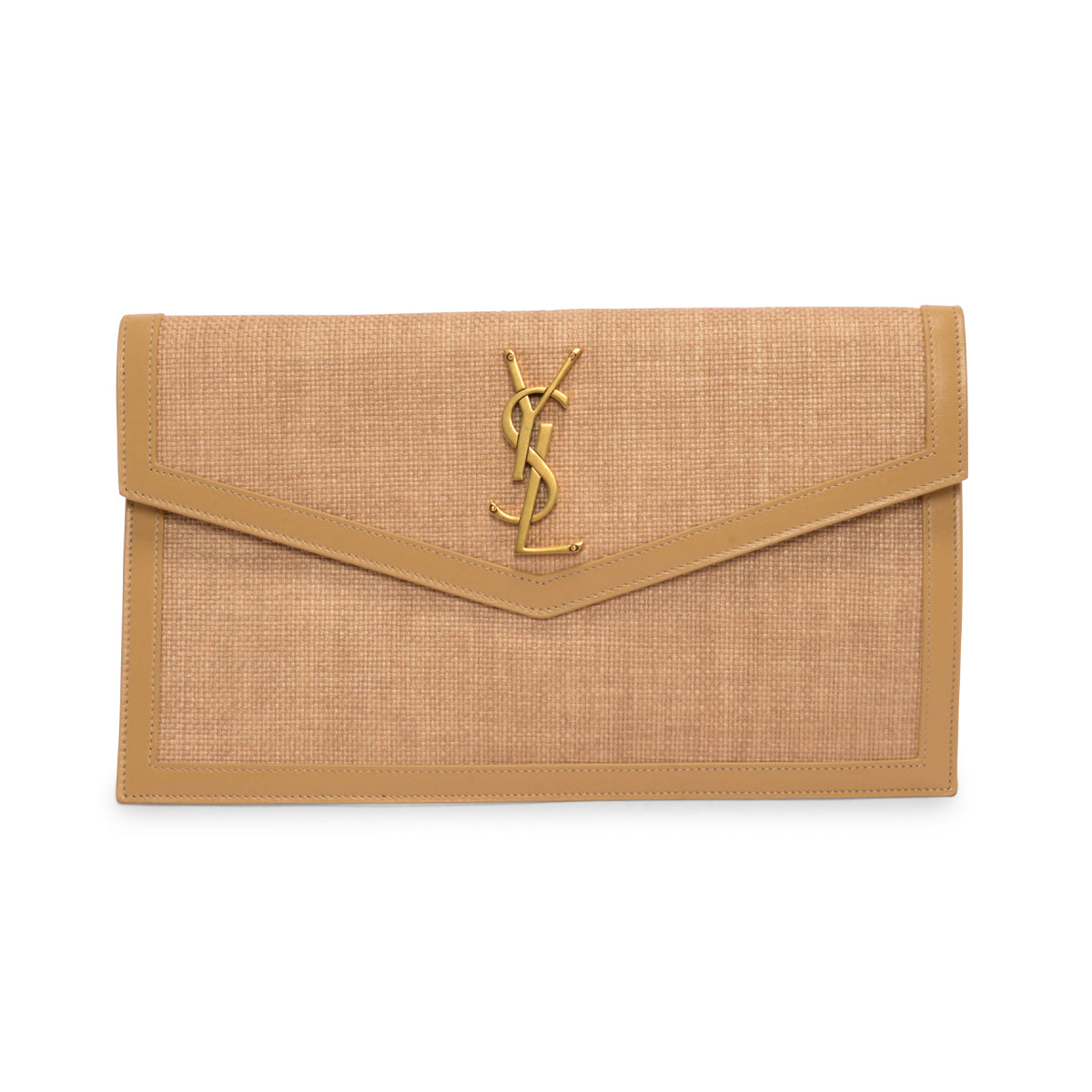 Saint Laurent Natural Micro Raffia Uptown Pouch