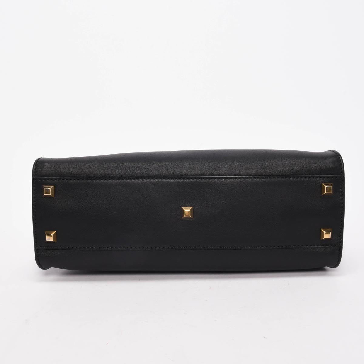 Fendi Black Calfskin Studded Medium Peekaboo Bag