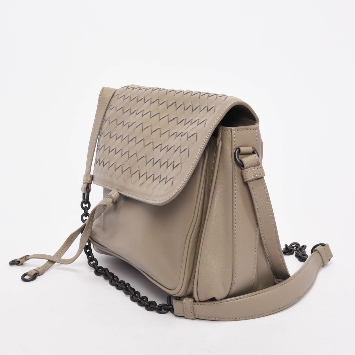 Bottega Veneta Stone Nappa Intrecciato Small Saddle Bag