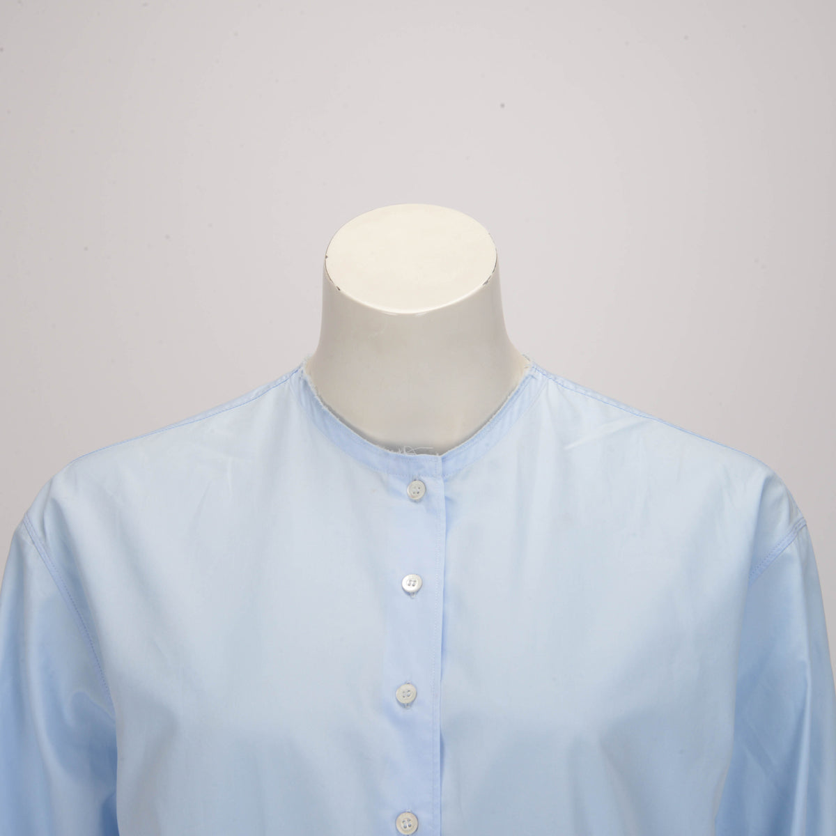 Dior Pale Blue Cotton Collarless Shirt FR 38