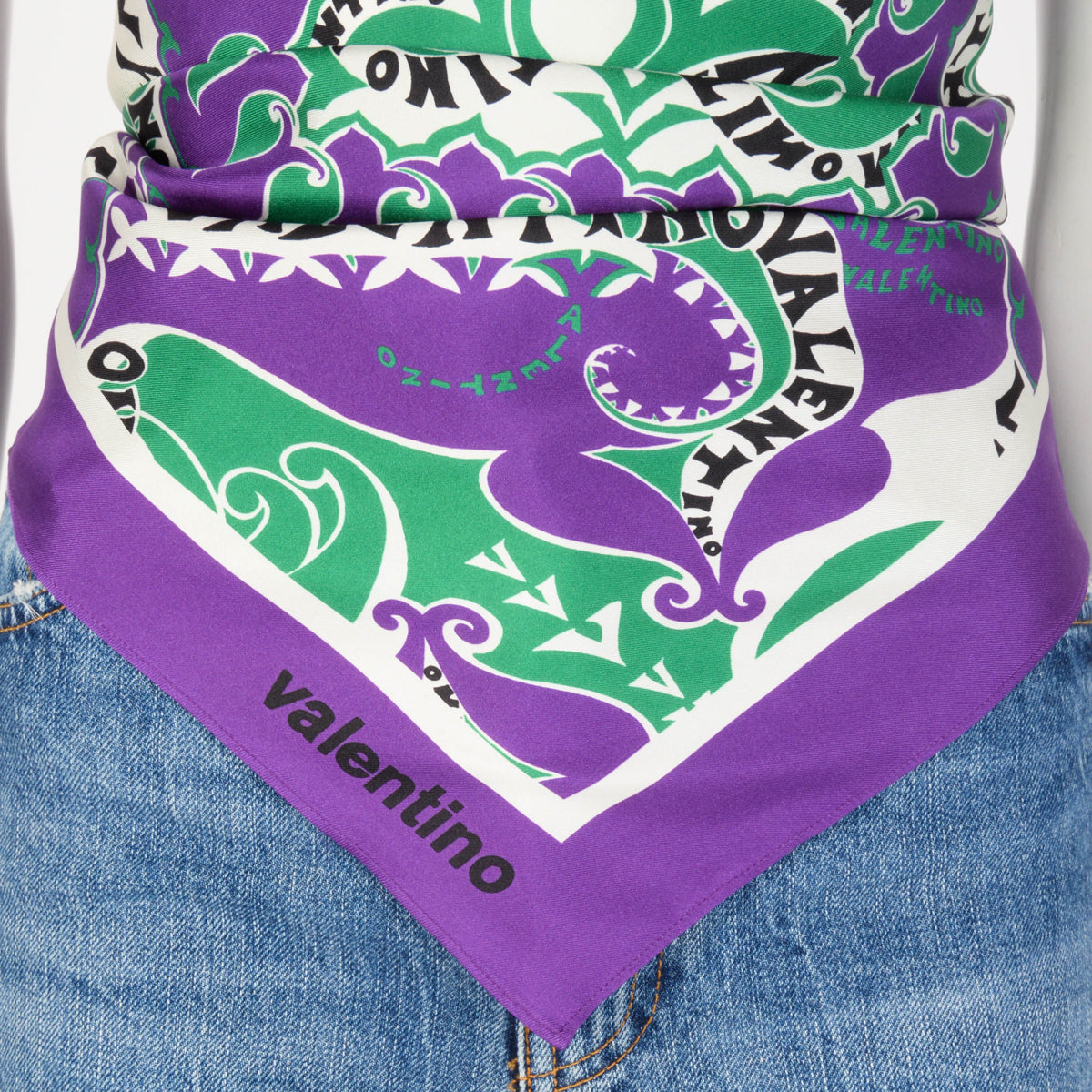 Valentino Purple Silk Twill Graphic Print Scarf Top O/S