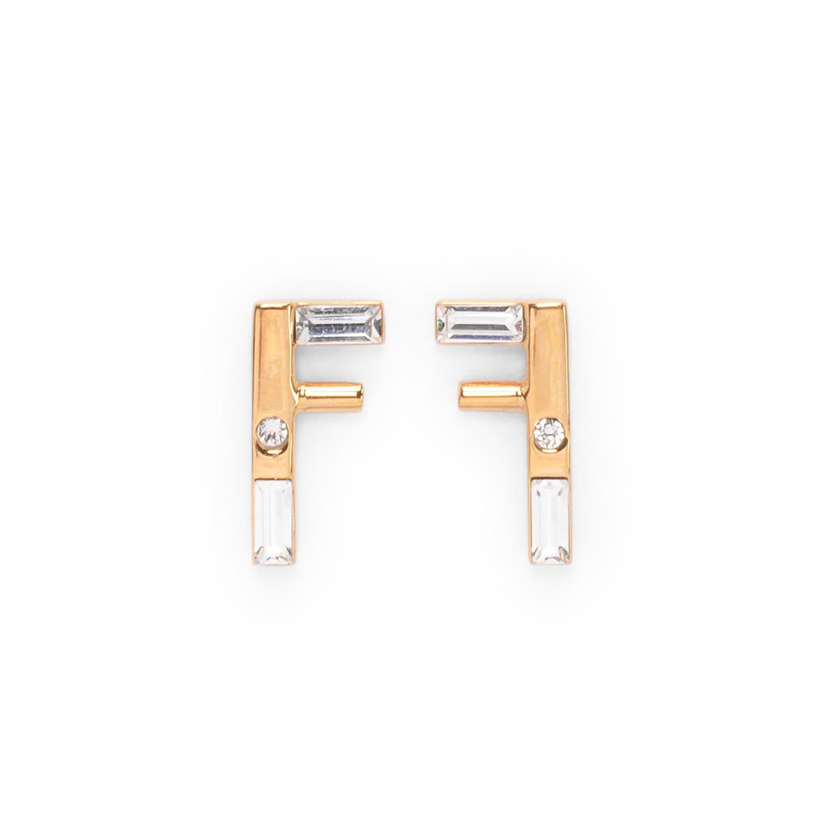 Fendi Gold Tone Crystal Fendi First Earrings