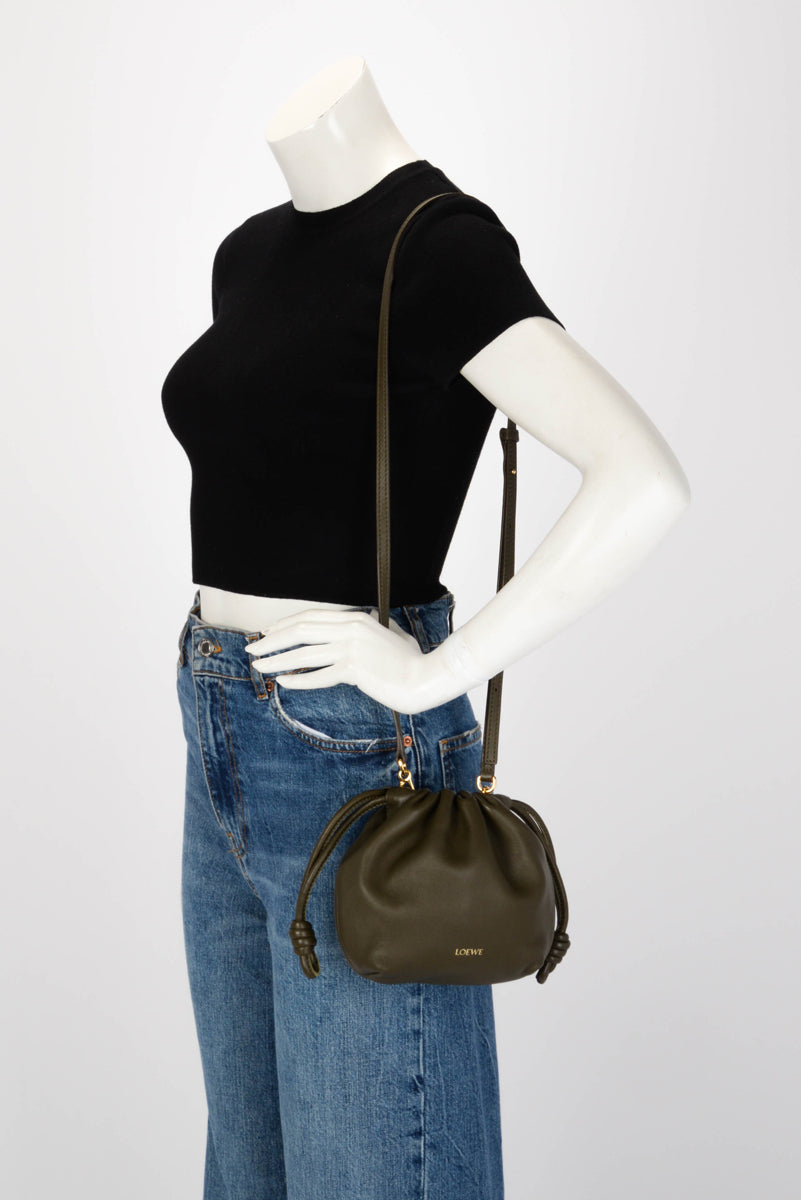 Loewe Khaki Lambskin Flamenco Purse