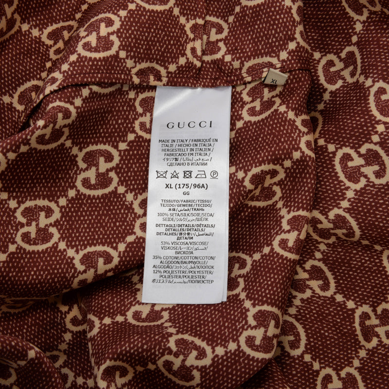 Gucci Pink Silk GG Supreme Zip Jacket XL - Blue Spinach