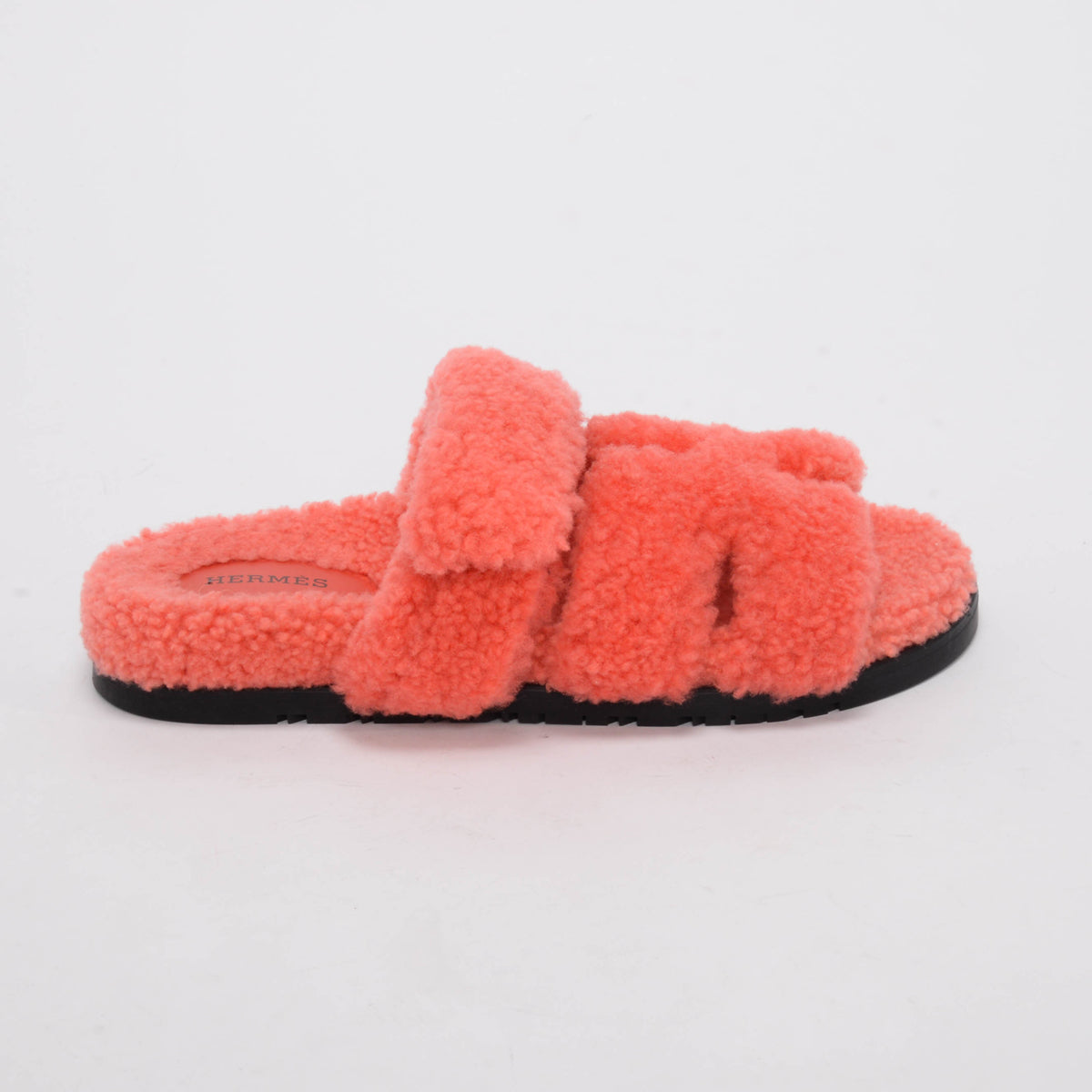 Hermes Rose du Désert Shearling Chypre Sandals 38