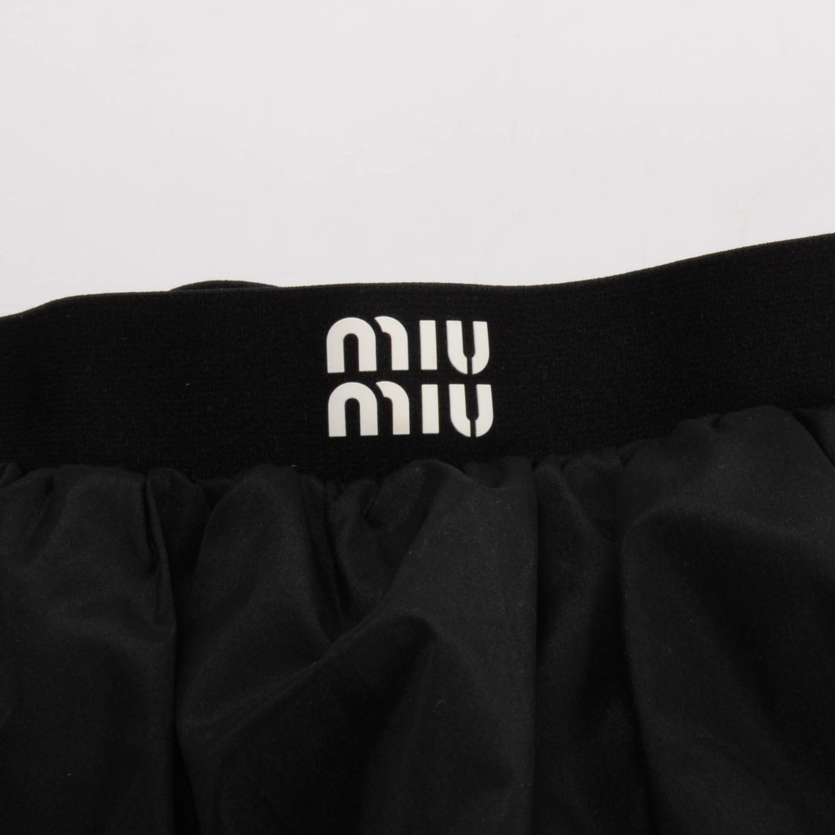 Miu Miu Black Technical Silk Logo Mini Skirt IT 36