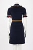 Gucci Navy Knitted Ruffle Trim Dress S - Blue Spinach