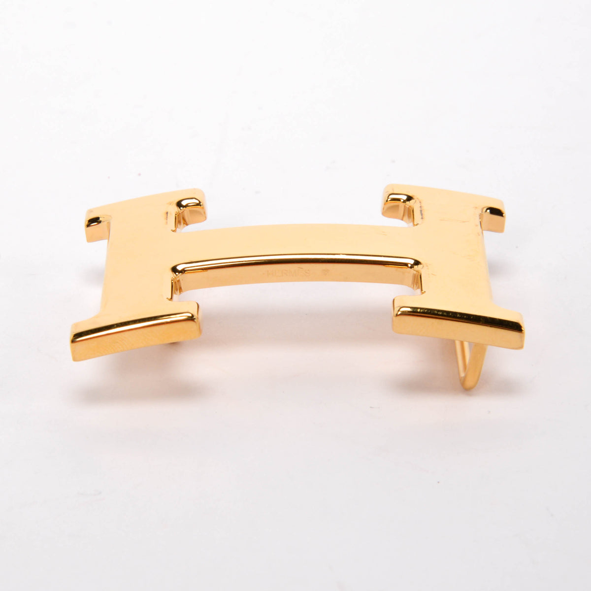 Hermes Black & Orange Box Calf & Togo Reversible H Buckle Belt