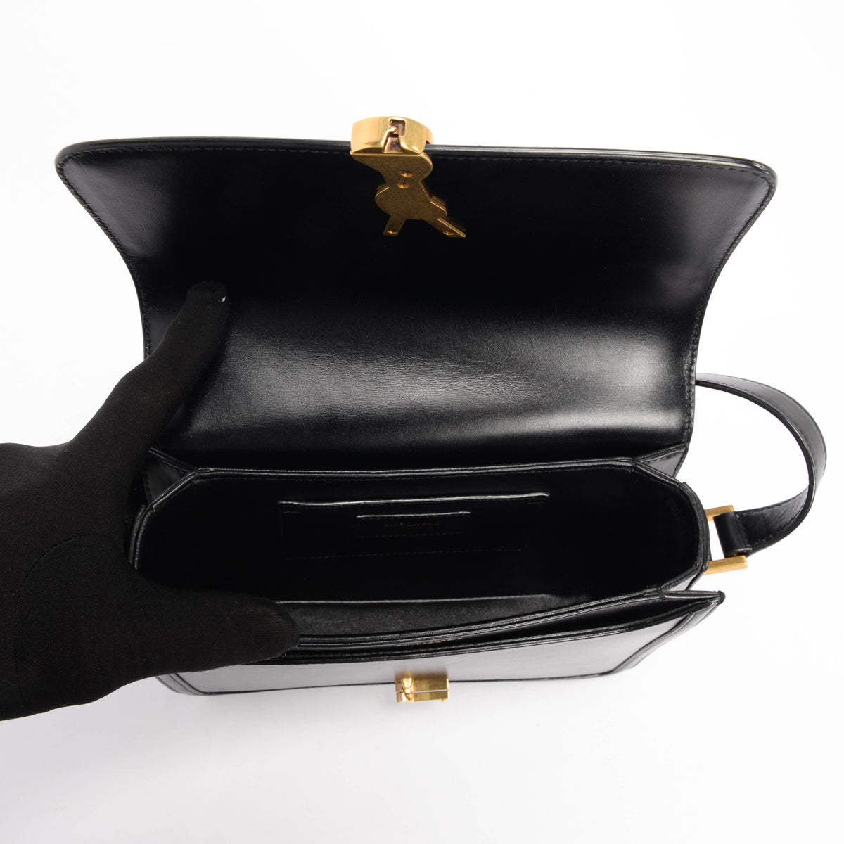 Saint Laurent Black Box Calf Medium Solferino Satchel Bag