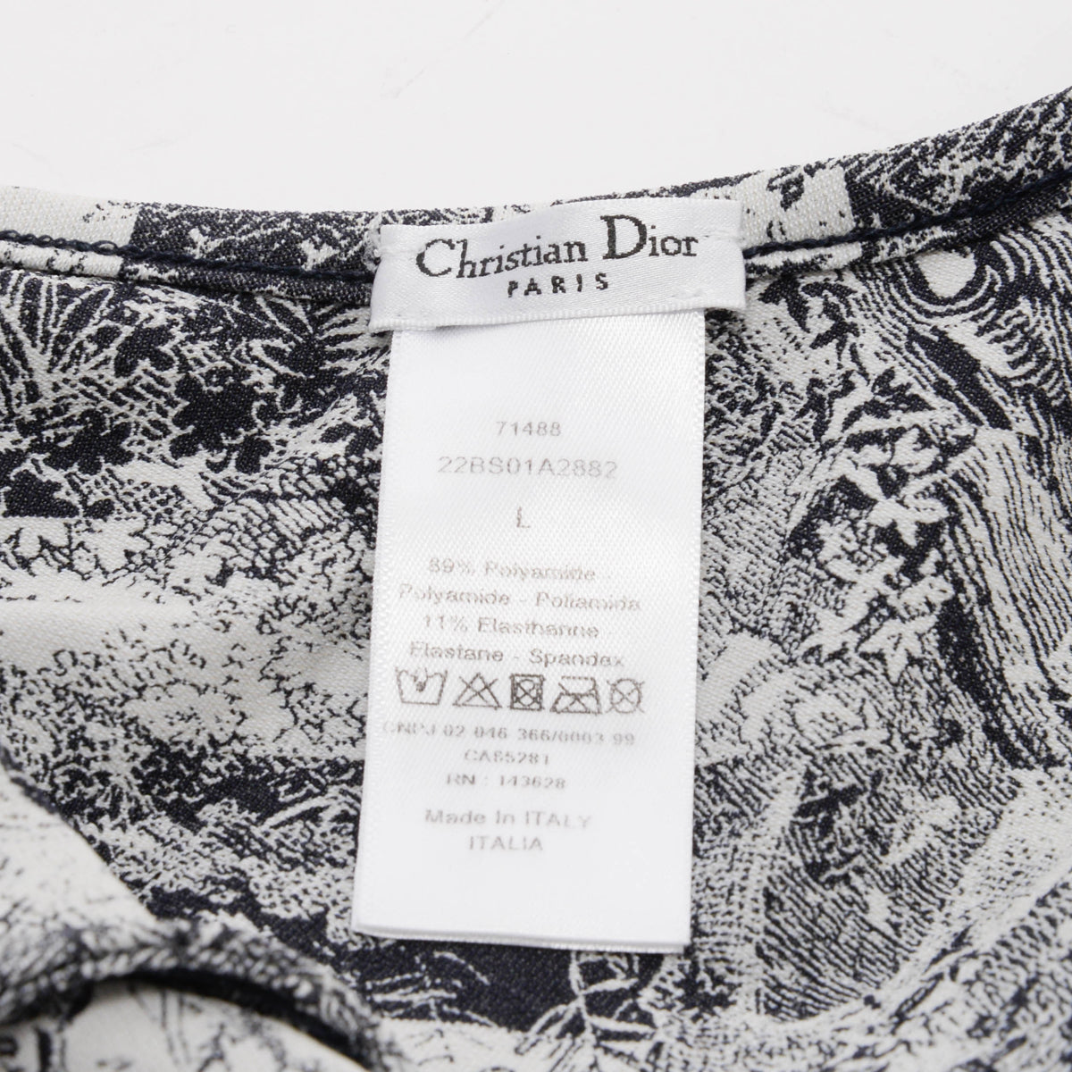 Dior Navy Toile de Jouy Striped One Piece Swimsuit L