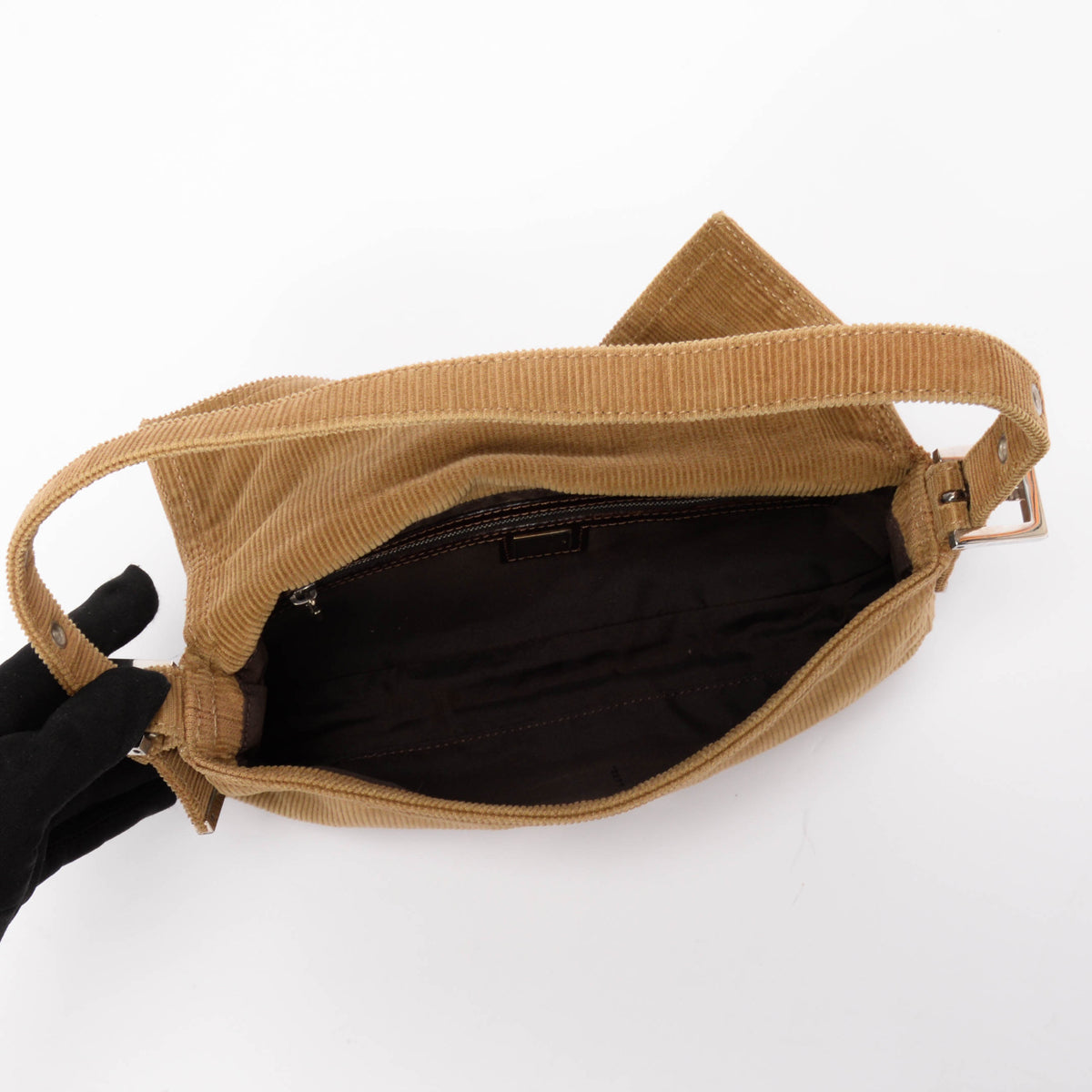 Fendi Camel Corduroy Baguette Bag