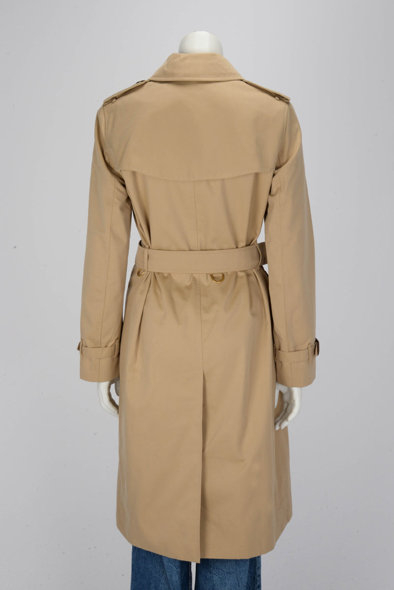 Burberry Honey Cotton Kensignton Mid-Length Trench Coat UK 8