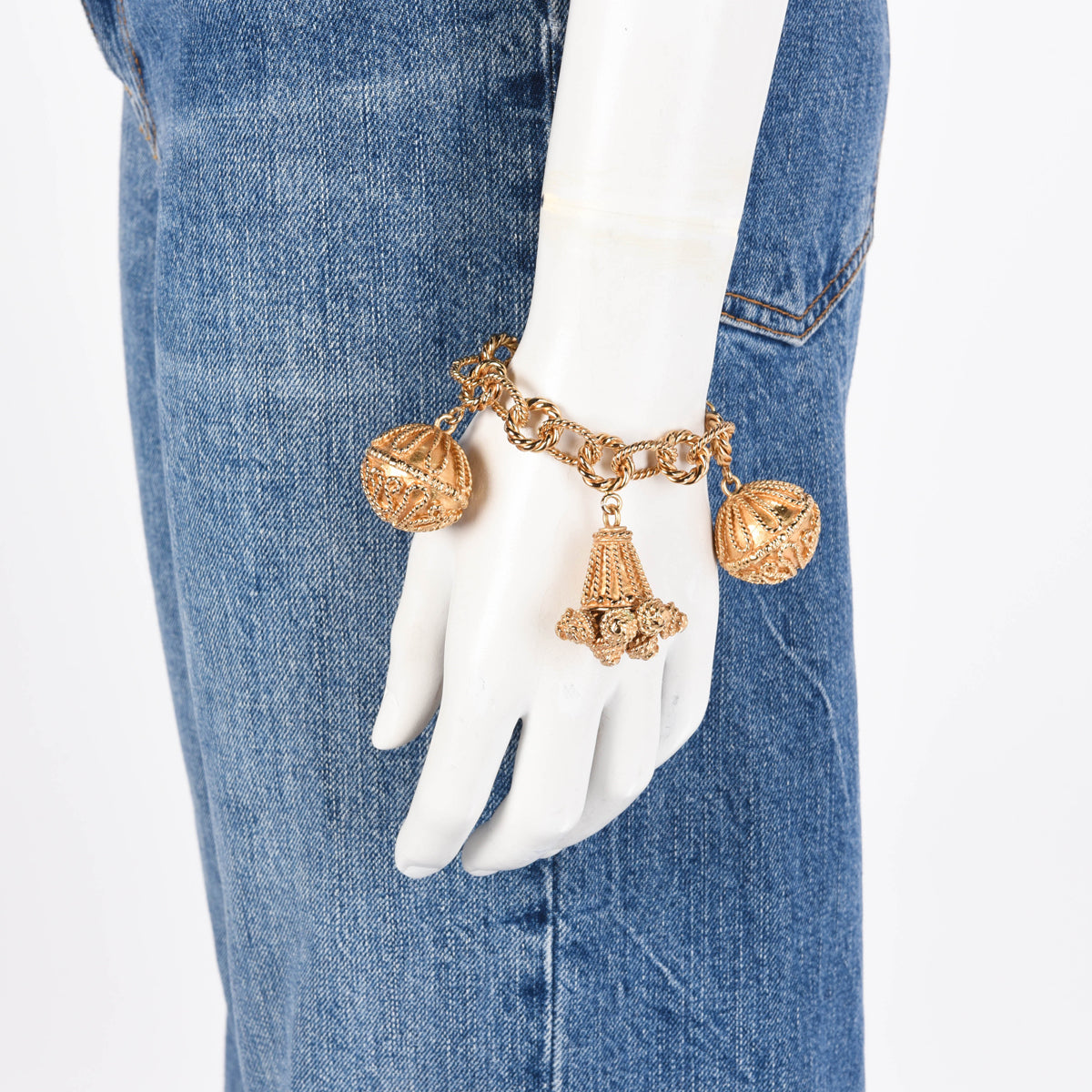 Loewe Vintage Gold Tone Charm Bracelet
