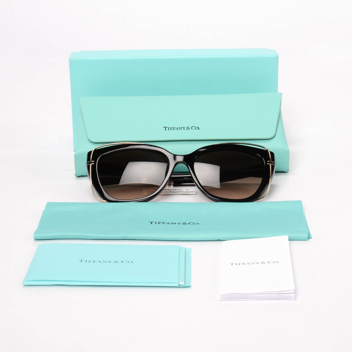 Tiffany & Co Black & Gold Tiffany T Cat Eye Sunglasses