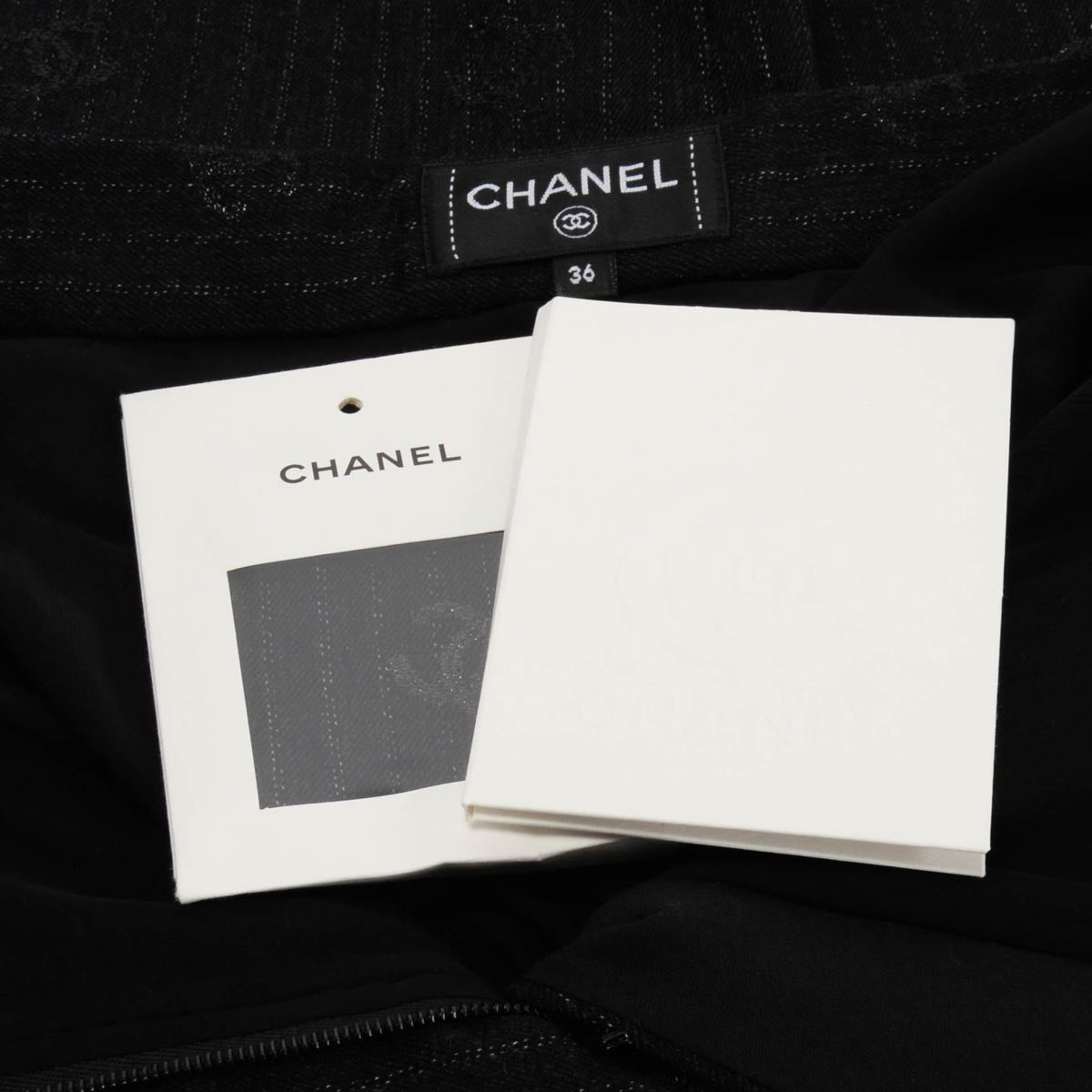 Chanel Black Pinstriped CC Pants FR 36