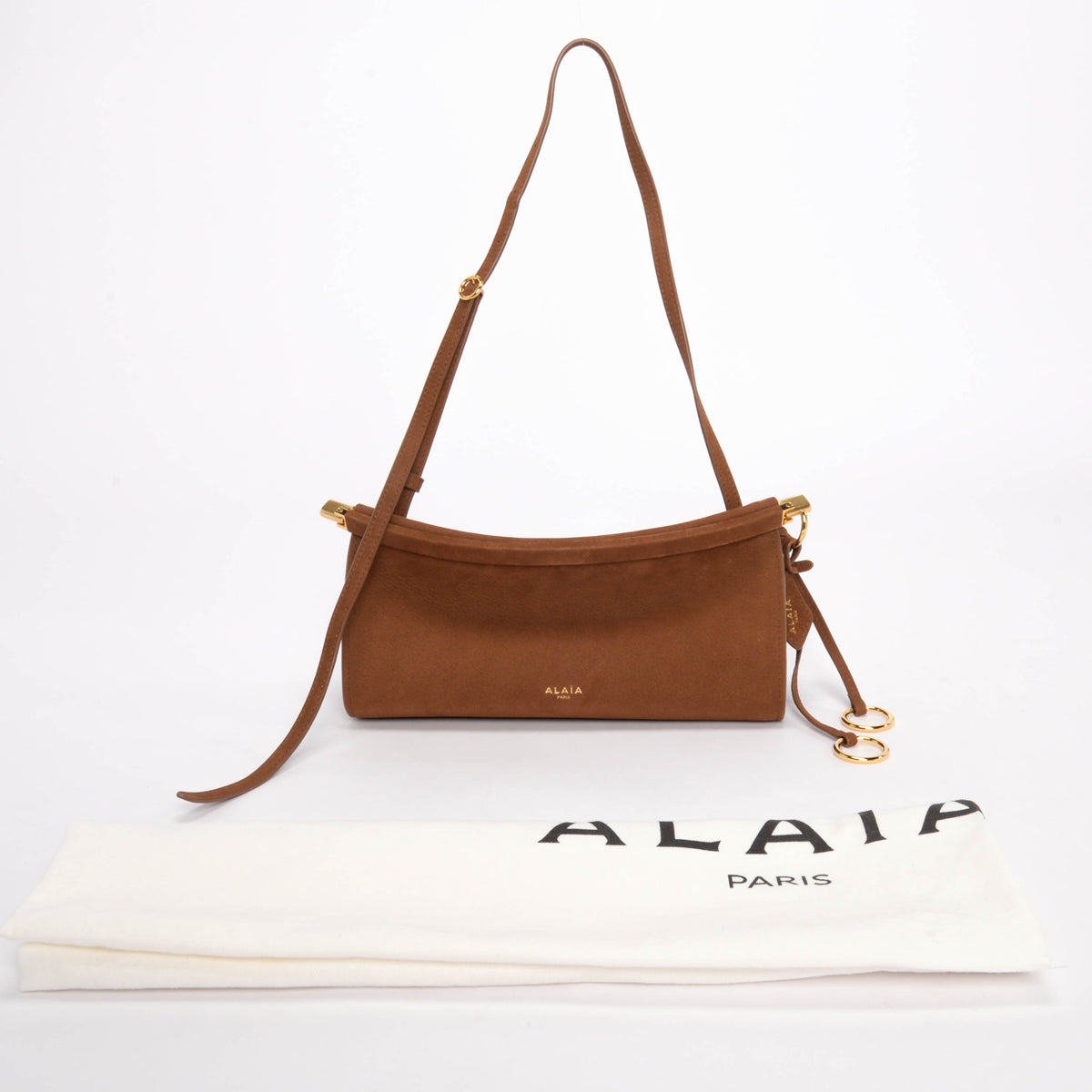 Alaia Brown Nubuck Le Click East West Small Bag