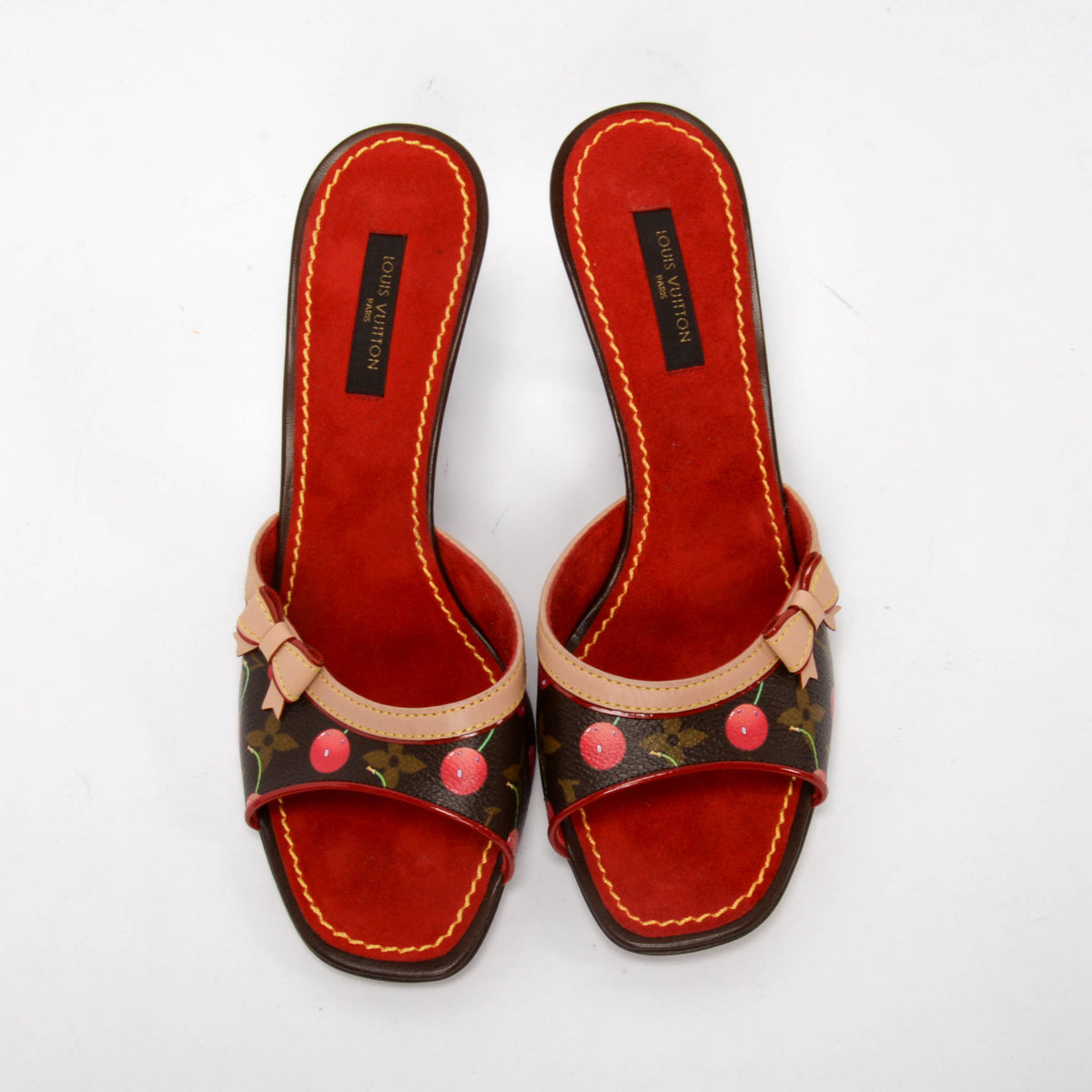 Louis Vuitton x Takashi Murakami Monogram Cerises Bow Sandals 37.5