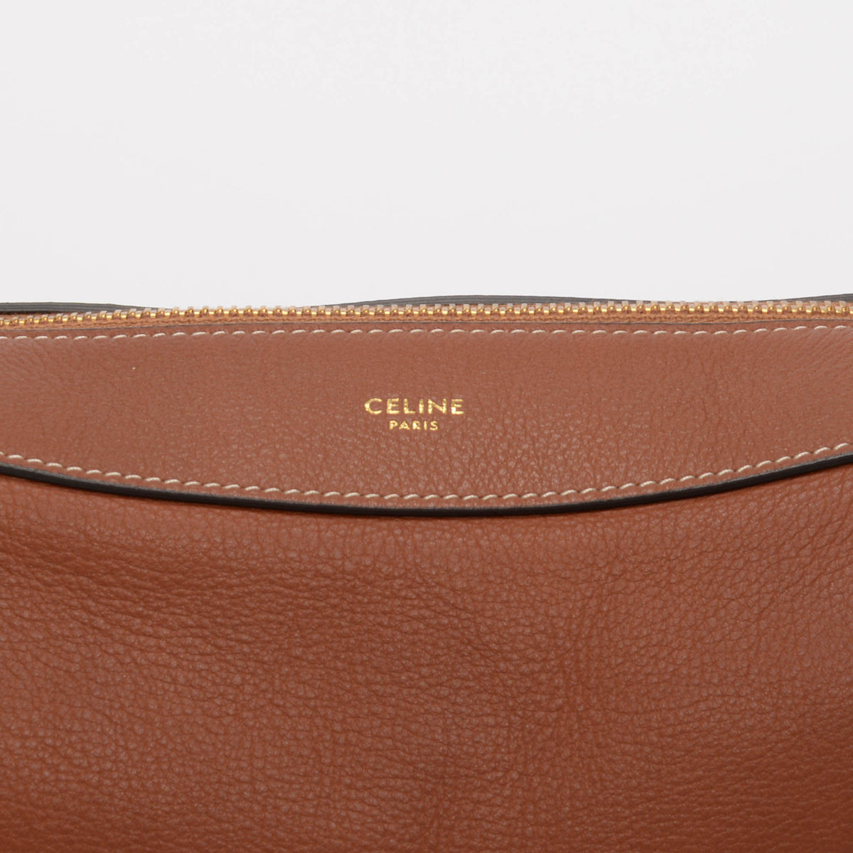 Celine Tan Grained Calfskin Medium Romy Shoulder Bag