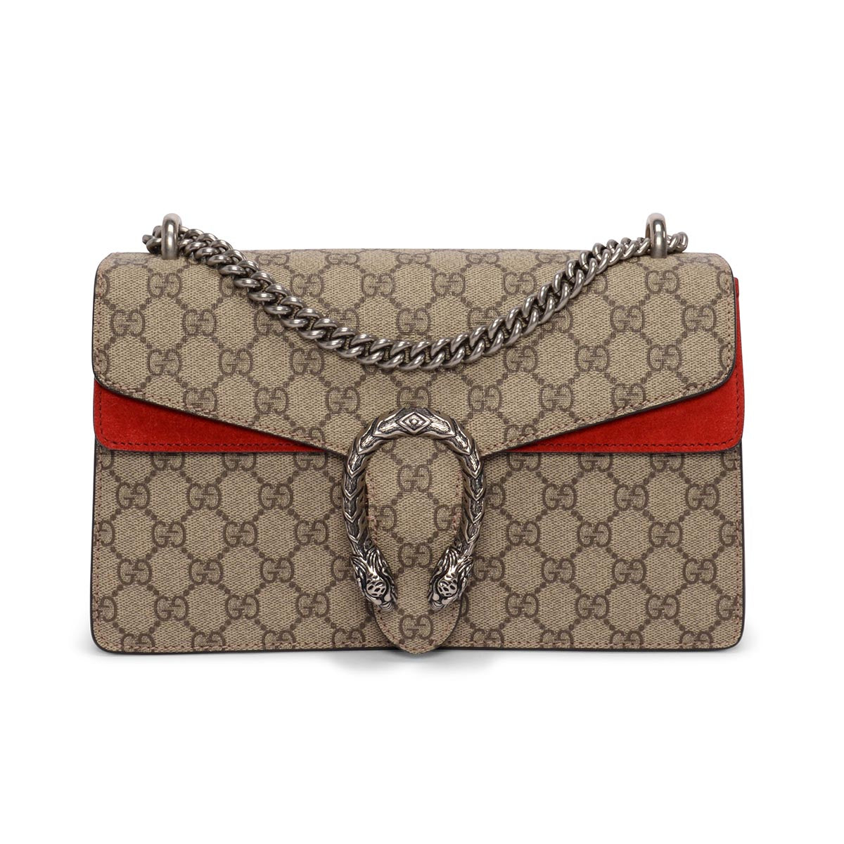 Gucci Red Suede & GG Supreme Small Dionysus Bag