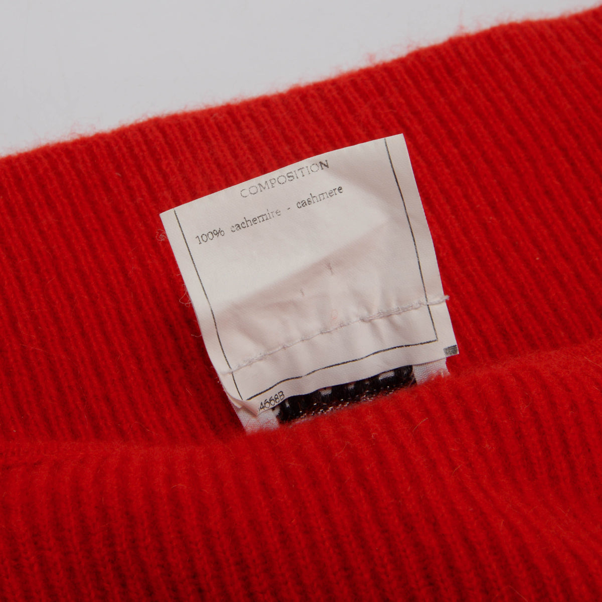 Chanel Red Ribbed Cashmere Knit Top FR 42