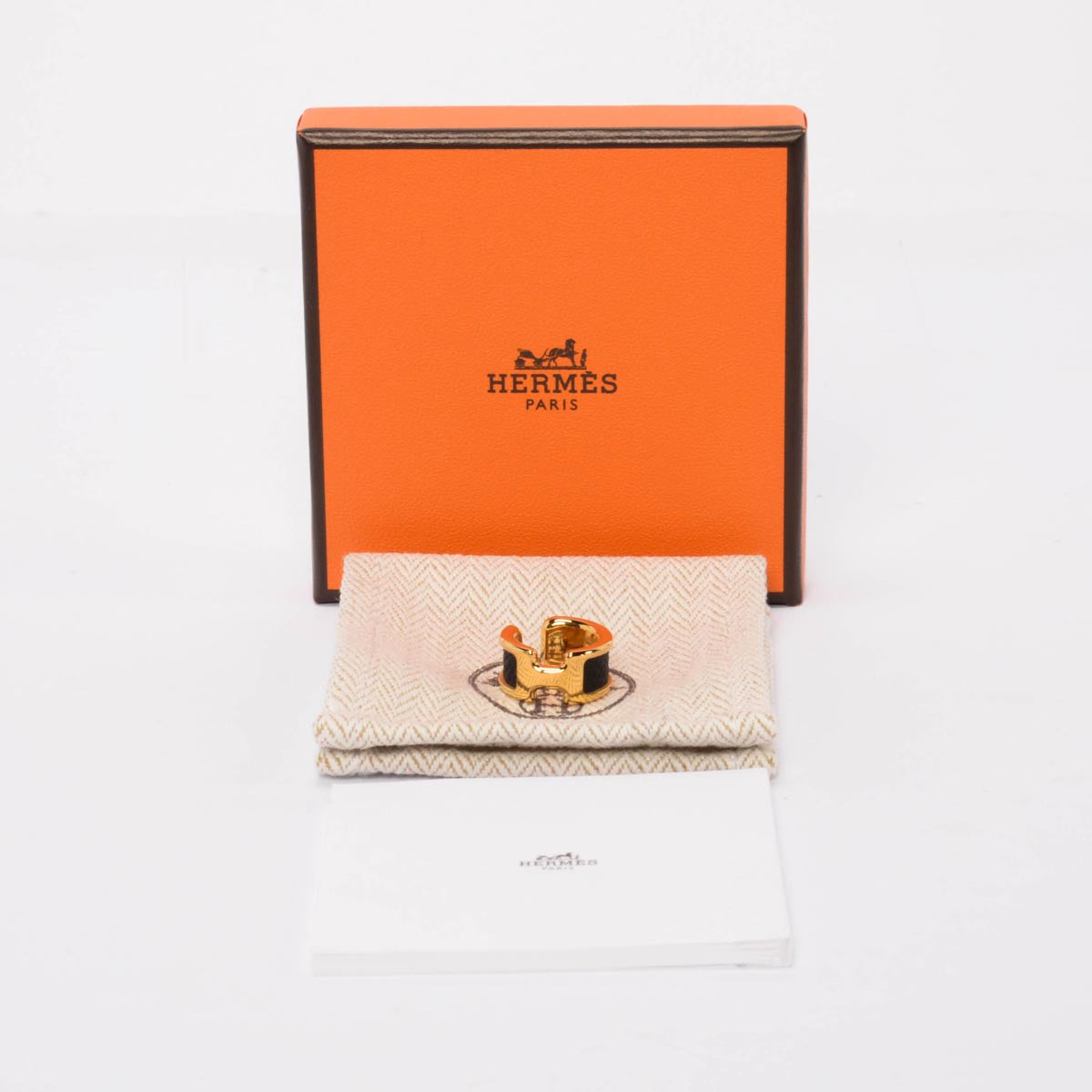 Hermes Black & Gold Goatskin Olympe Ear Cuff