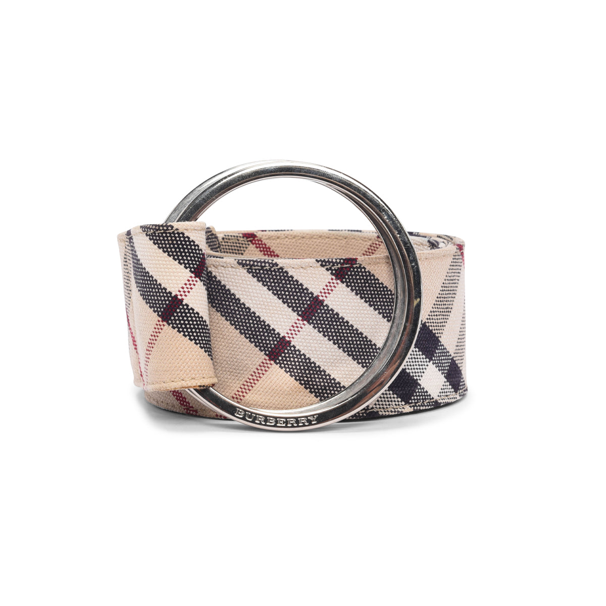 Burberry Beige Nova Check Canvas Ring Buckle Belt