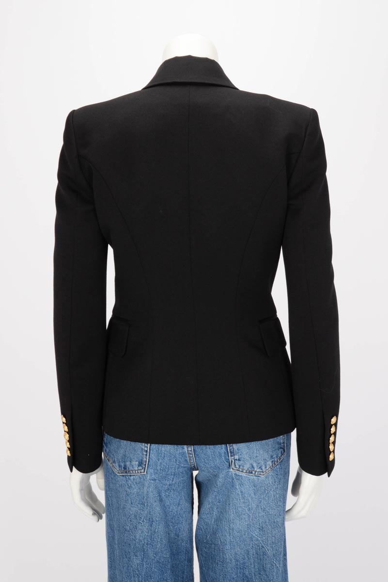 Balmain Black Wool Twill Classic DB Blazer FR 40
