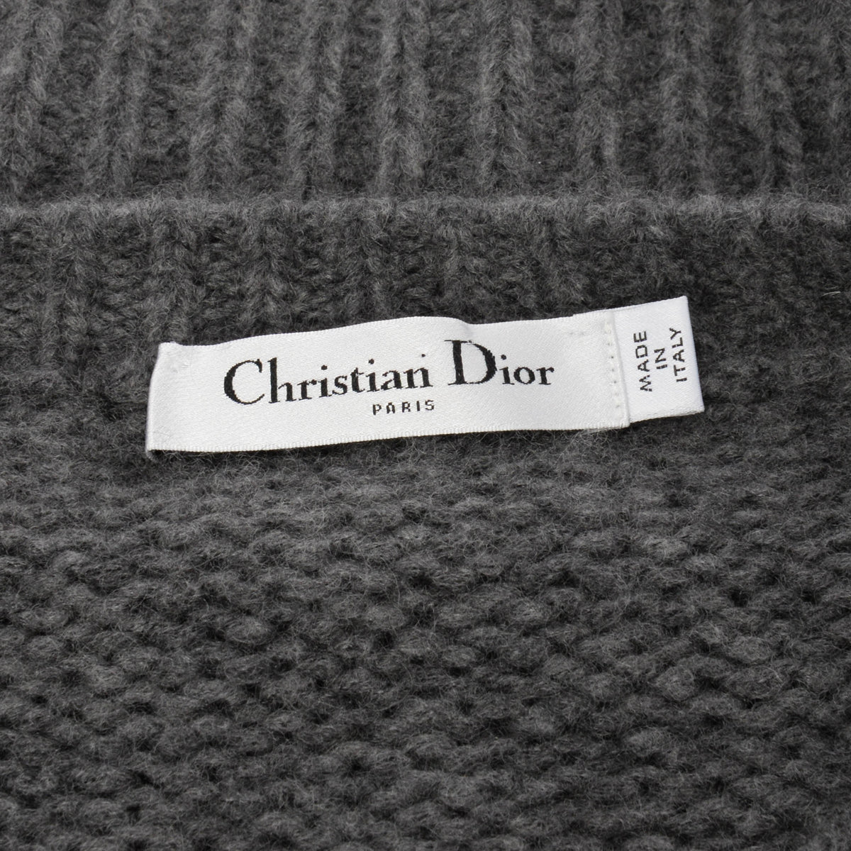 Dior Grey Cashmere Miss Dior Graffiti Motif Long Sweater FR 38