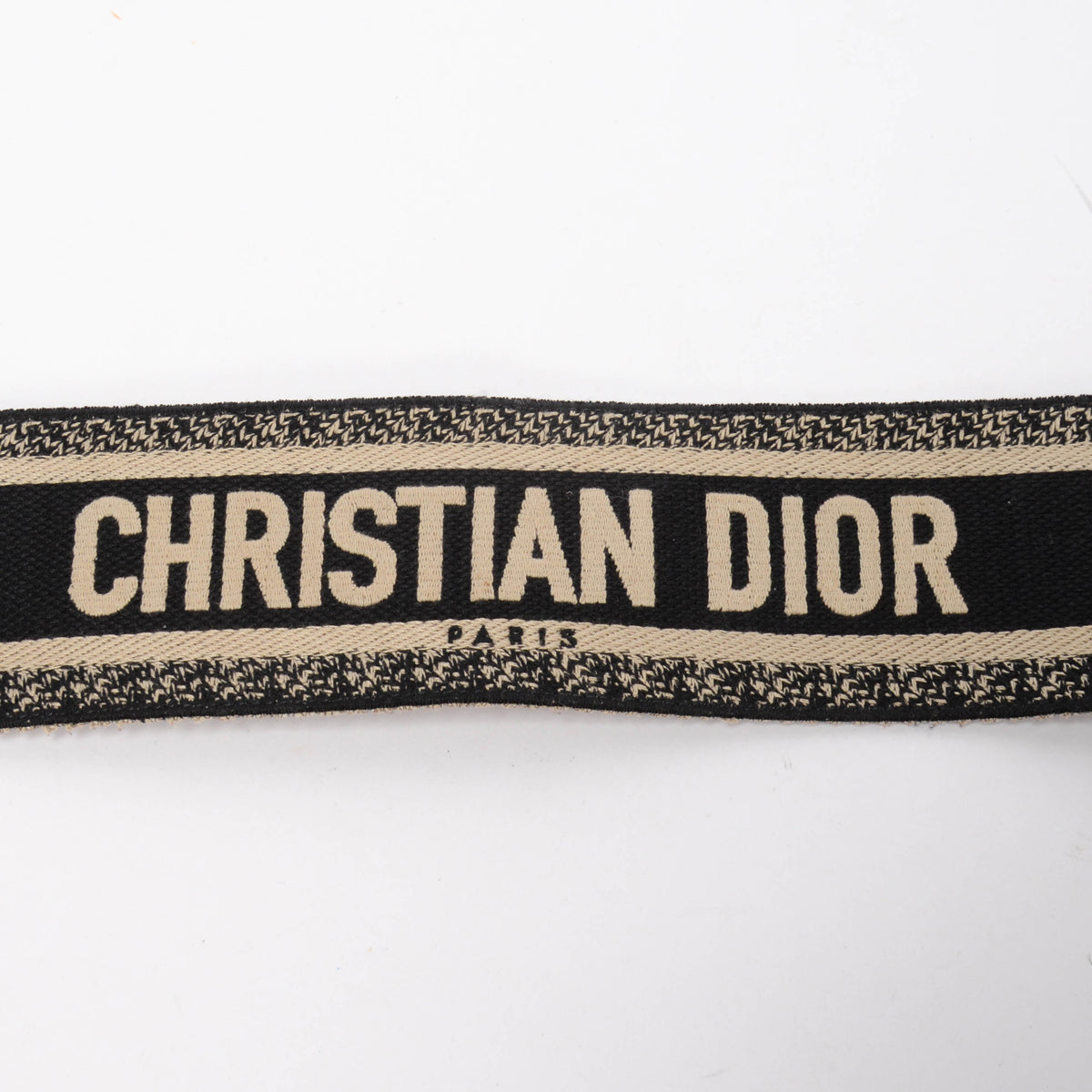 Dior Black Embroidered Canvas Logo Bag Strap