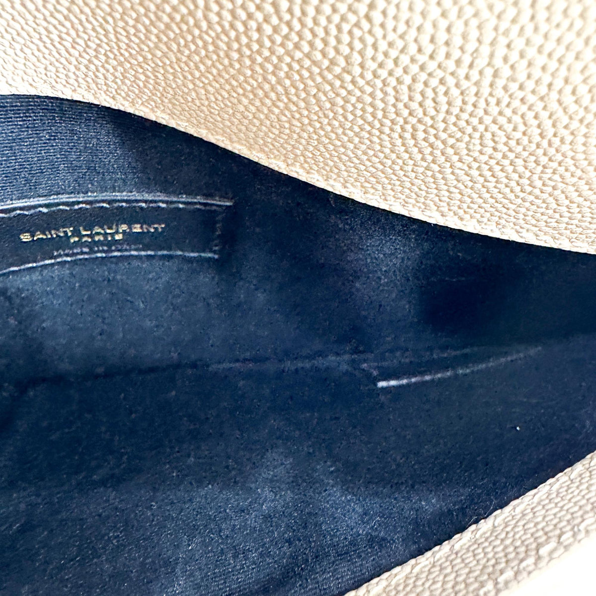 Saint Laurent Beige Grain De Poudre Uptown Clutch