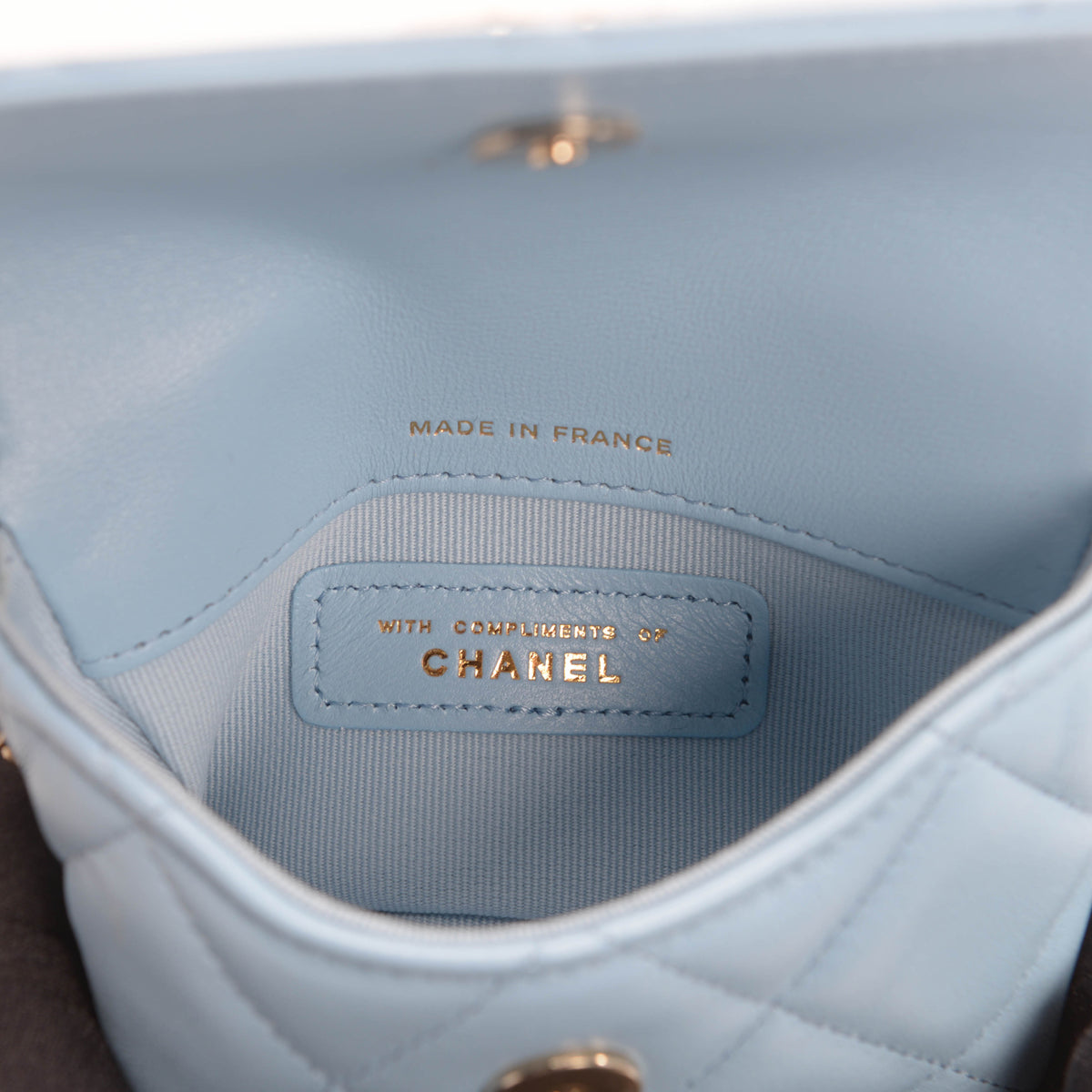 Chanel Light Blue Calfskin Clutch With Chain Wallet