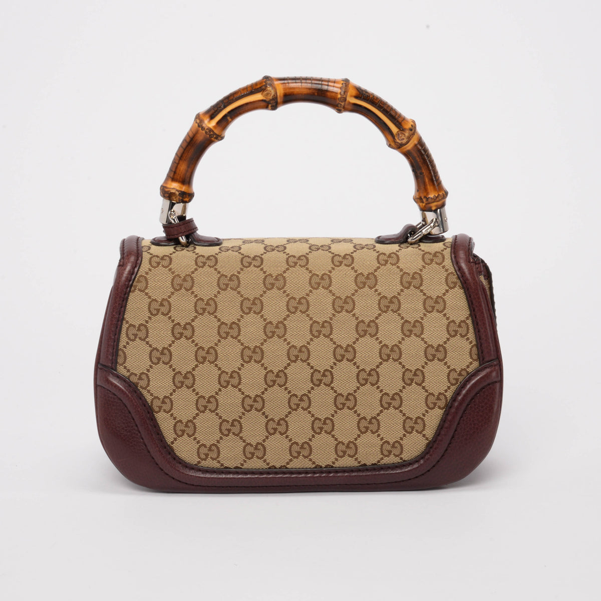 Gucci Burgundy GG Canvas Medium New Bamboo Bag