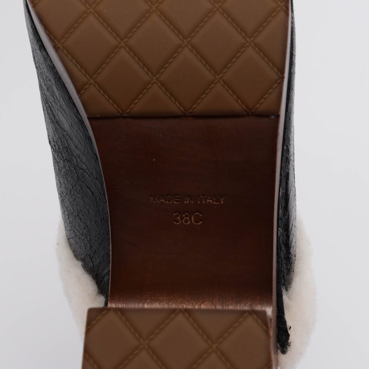 Chanel Black Crackled Sheepskin CC Clogs 38