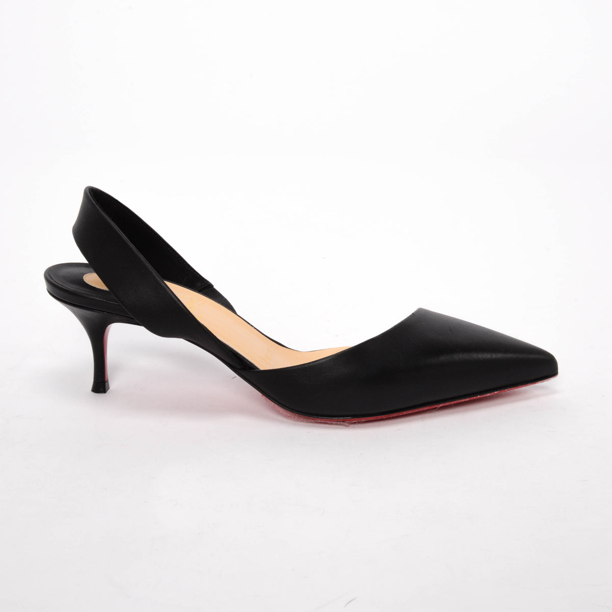 Christian Louboutin Black Nappa Viola Slingback Pumps 37.5